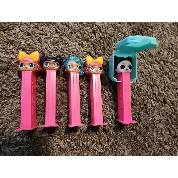 LOL SERIES 1 - SURPRISE‎ PEZ SET OF 5. Dusk, Splash, Purple, Glitter x2.