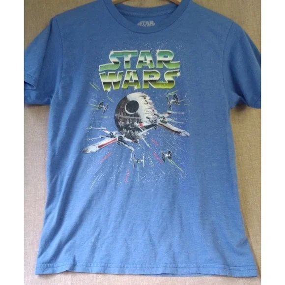 Star‎ Wars X-Wing Tie Fighter Boy's XLarge Shirt rare death star blue tee kids