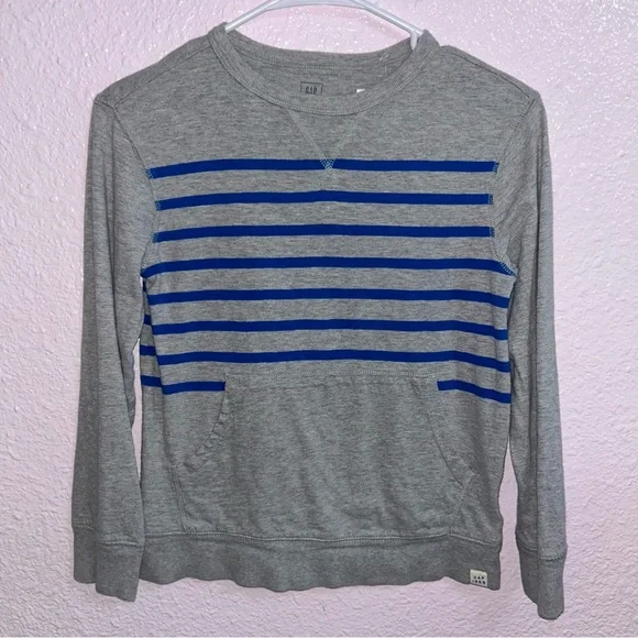 GAP Gray and Blue Striped Sweatshirt