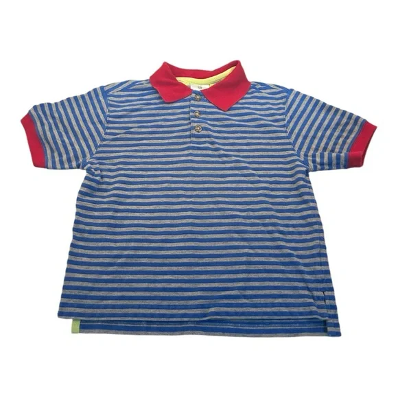 Hanna Andersson Organic Cotton Blue Stripe With Red Detailing Shirt Size 130 / 8