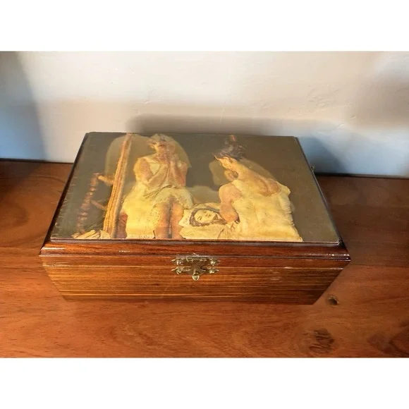 Antique Handmade Jewlery Music Box made by Doris, local artist 8x5x3.75