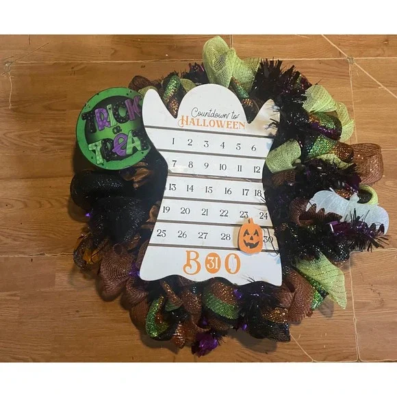 Halloween‎ Countdown Wreath Trick or Treat BOO Decoration Fall Decor