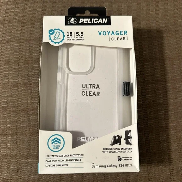 Pelican Voyager Heavy Duty Case w/Holster for Samsung Galaxy S24 Ultra - Clear