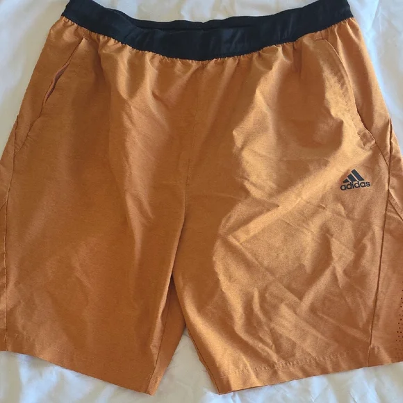 Adidas Men's Orange and Black Athletic Shorts