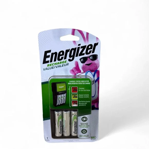 Energizer Recharge Value Charger Kit for NiMH Rechargeable AA and‎ AAA Batteries