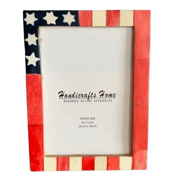 Handmade 5x7 American Flag Mosaic Frame Patriotic Decor