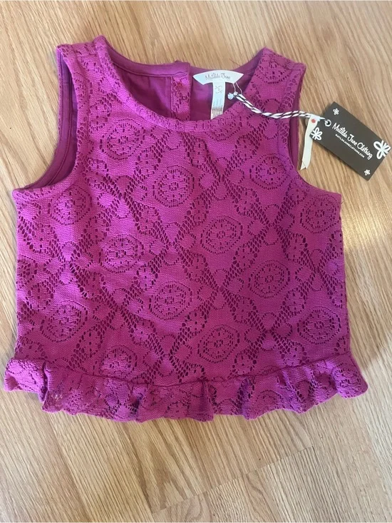 Matilda Jane Girl's Fuchsia Lace Peplum Tank