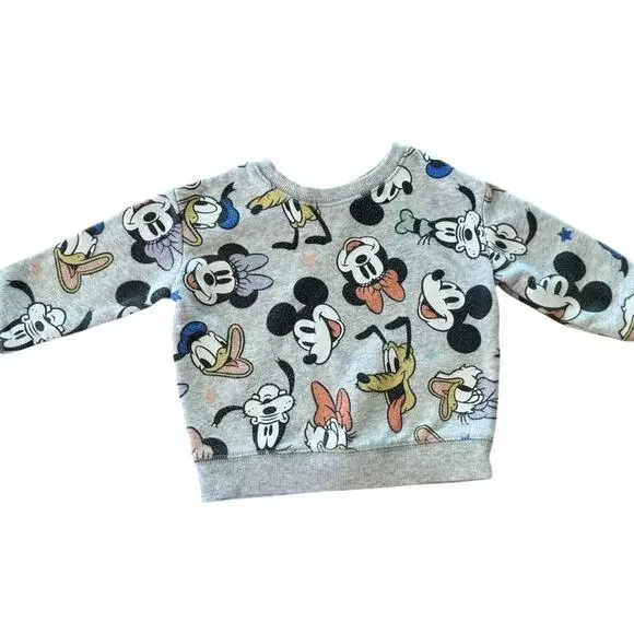Disney Kids Sweatshirt with Mickey Mouse and Friends Print - Gray, Size 9M