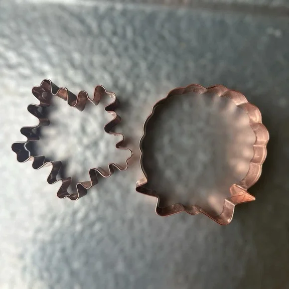 Braman Christmas Wreath and Snowflake Solid Copper Metal Cookie Cutters Lot Of 2