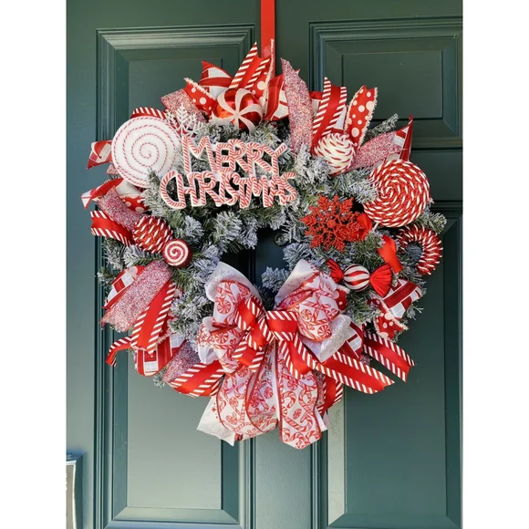 Candy cane wreath, peppermint wreath, christmas wreath, whimsical wreath