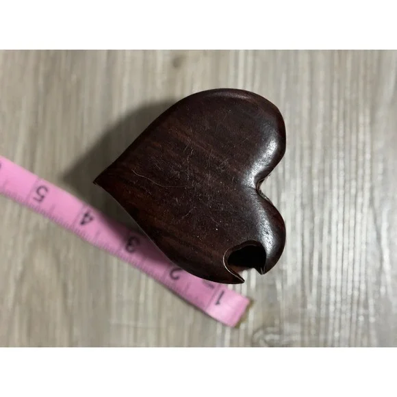 Hand Carved Wooden Heart Trinket‎ Box Keepsake Jewelry Organizer