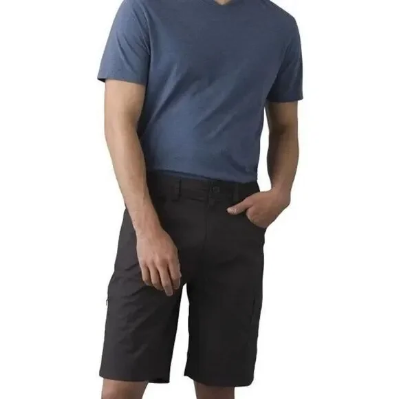 prAna Double Peak Shorts Mens 33 Charcoal Gray 8in Hiking Cargo Outdoor
