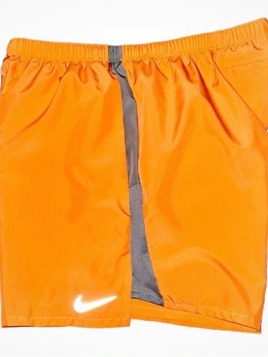 Nike Men’s Orange Athletic Shorts with Gray Contrast Panel Size Medium