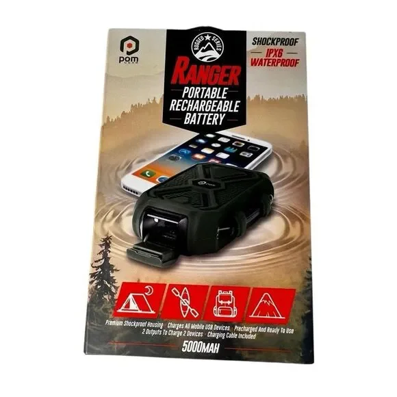 POM Gear Ranger IPX6 Rated Waterproof Power Bank Battery Pack Portable Charger