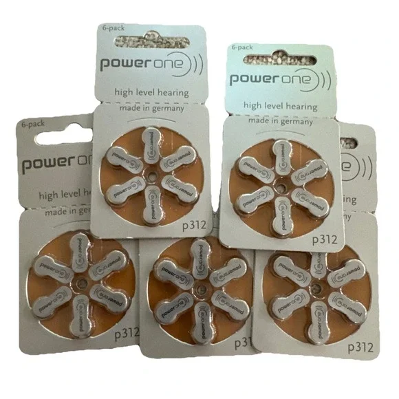 30 Power One Size P312 Hearing Aid Batteries 5 Packs Of 6 New Made In‎ Germany