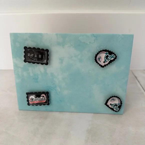 Miami Dolphins Fabric Picture Frame with Miami Dolphins Magnet Holders