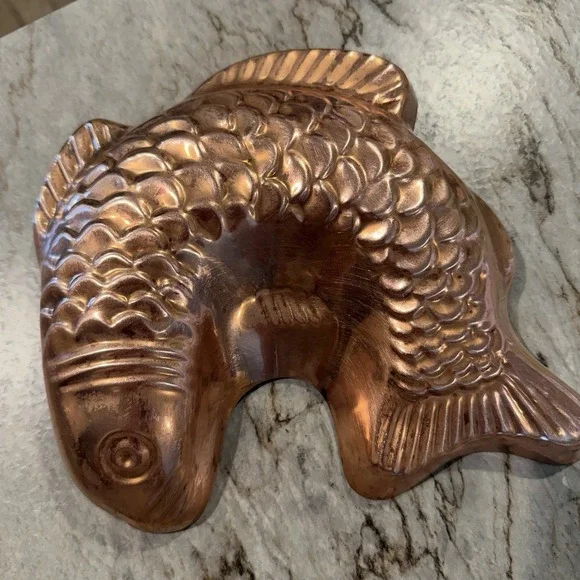 Vtg Copper Fish Gelatin Mold Wall Decor