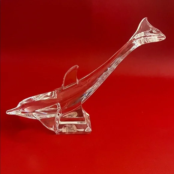 Vintage Cristal D Arques France Crystal Dolphin Figurine 7.75”L