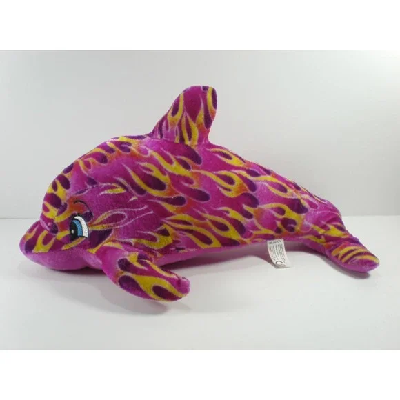 Plush Dolphin Stuffed Animal Toy Flame Pattern Pink‎ Yellow