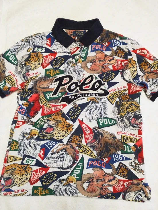 Polo Ralph Lauren Banner Logo College Pennant Polo Shirt Youth Boys Large 14-16