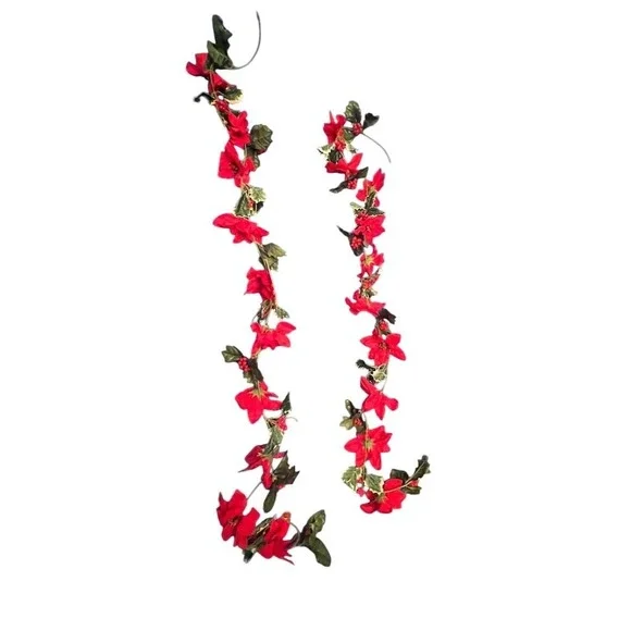 HEALLILY 10ft Red Poinsettia‎ Garland Christmas Door Decoration