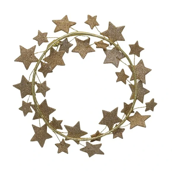 My Texas House Glitter Star Wreath, Gold, 11.25in