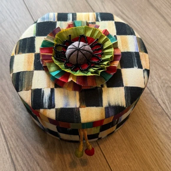 Mackenzie-Childs Courtly Check Round Jewelry Box