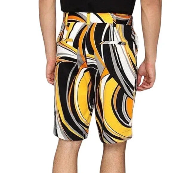 Loud Mouth Golf Swirls Gone Wild Shorts, Black Yellow, 32