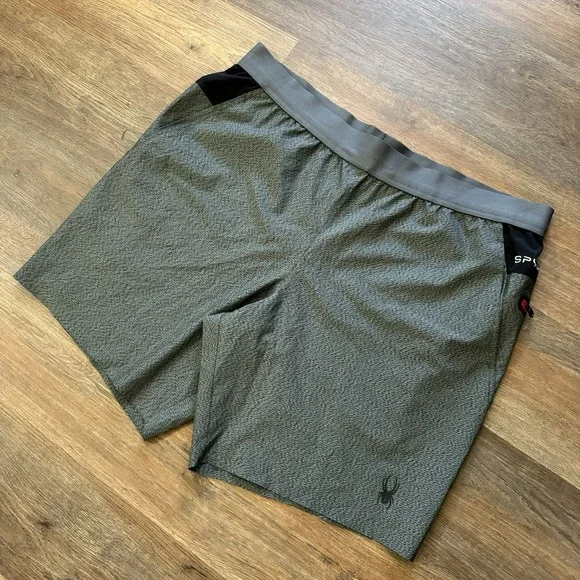 Spyder Active Men's ProWB Shorts Stretch Gray Athletic Gym‎ Workout Yoga
