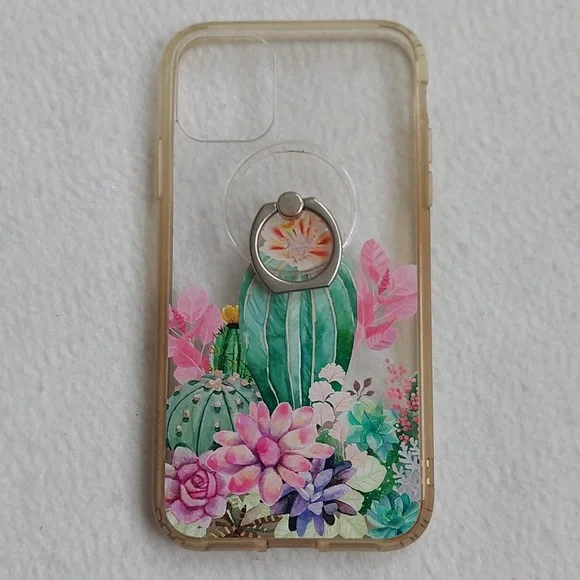 SOKAD Floral Cactus Phone Protective Case iPhone11 Cover with Ring Holder NWOT