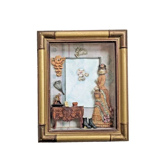 Vintage Seymour Mann Anthropomorphic Cat‎ Victorian Lady Shadow Box Photo Frame