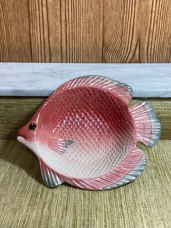 Fitz & Floyd Pink Fish-Shaped Ceramic Bowl - Decorative Fish Dish