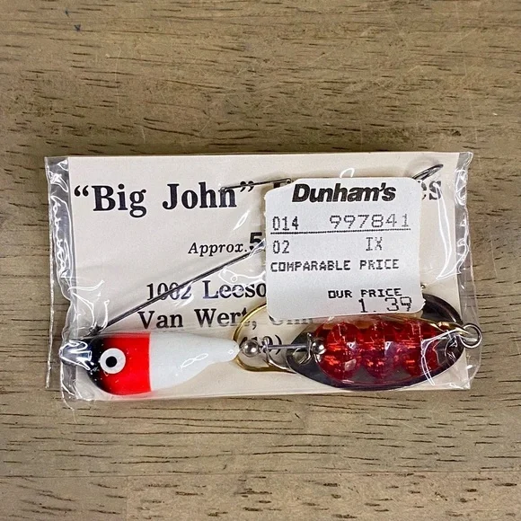 VINTAGE BIG JOHN WALLEYE SPINNER 3/4oz Fire Red Black Nose‎