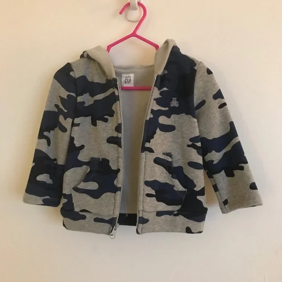 GAP Baby Camouflage Hooded Fleece Sweater - Size 12-18M