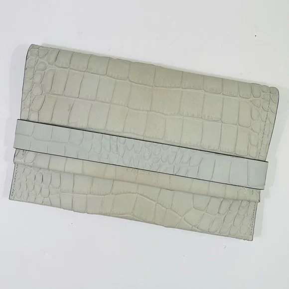 Coach Blue Gray Crocodile-Embossed Clutch