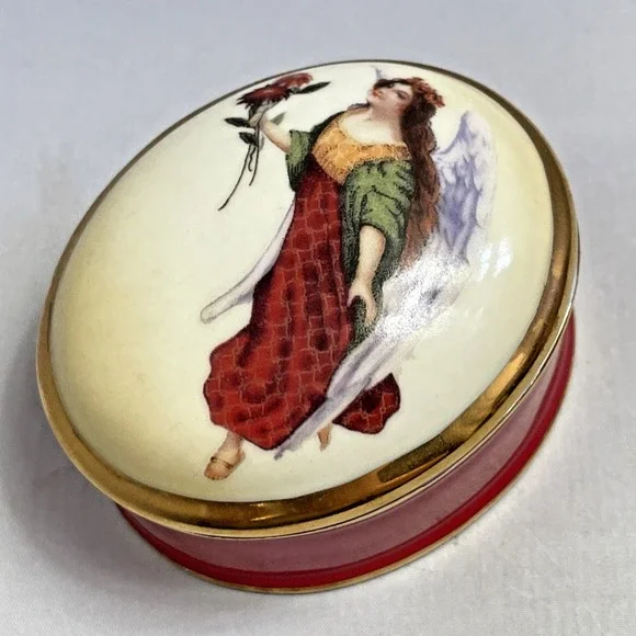 Christmas Boehm Trinket Box Porcelain Victorian Angel Home Interiors