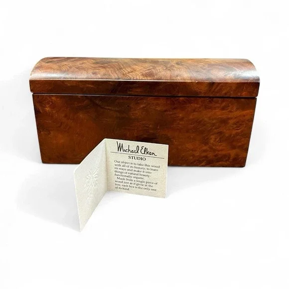 Michael Elkan Redwood Burl Wood‎ Box Studio Art Signed Oregon Jewelry Keepsake