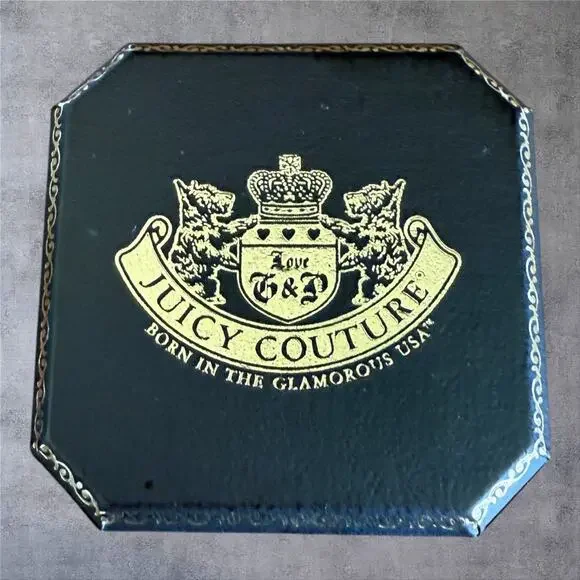 Juicy Couture Vtg Charm Box Brown Gold Crest Octagon Jewelry Case Y2K Nordstrom
