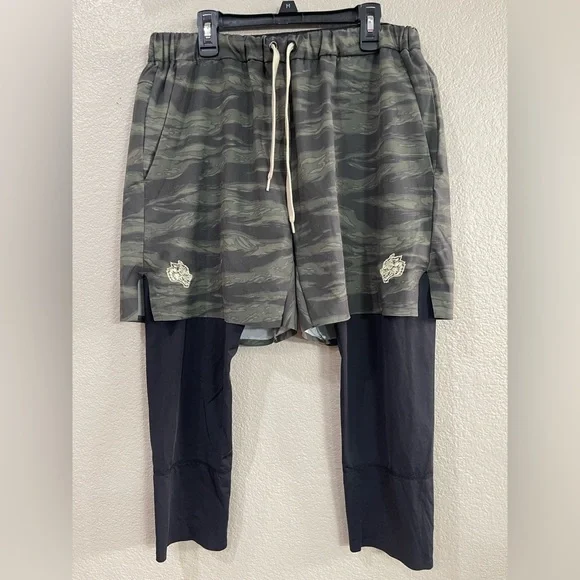 Darc Sport Wolves Camo Layered Athletic Shorts with Black compression Leggings