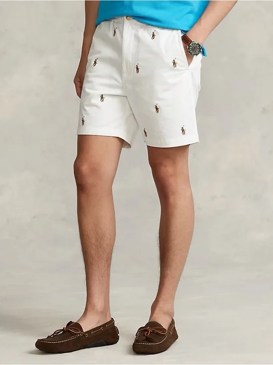 Polo Ralph Lauren Men’s Prepster Chino Shorts M 5” Preppy Rainbow Pony White