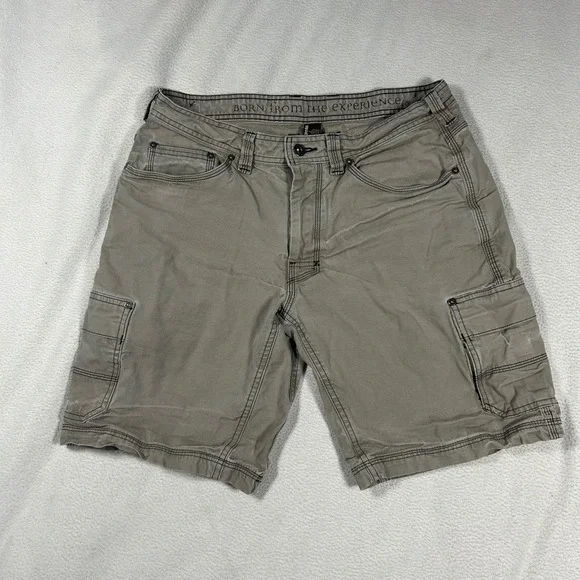 Prana Zion Cargo Shorts Mens 32 Gray M3MURR116 Stretch Hiking Outdoor Utility