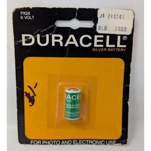Vintage 1980s 80s Duracell PX28‎ Silver Battery New Sealed Movie Prop Stage