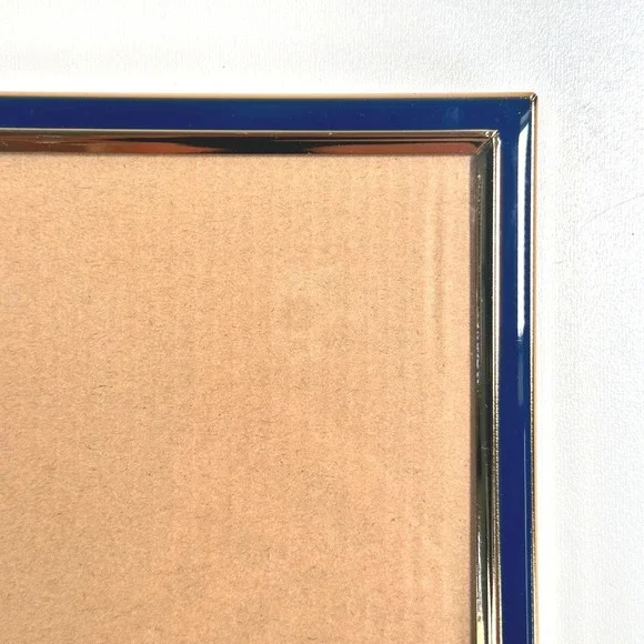 Rachel Zoe Enamel Picture Frame 5x7 Navy Blue Gold Trim Modern Minimalist