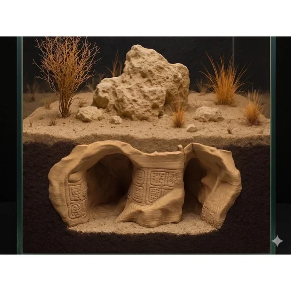Ancient Ruin Cave Hide – Desert Archaeological Decor for Terrarium, Aquarium