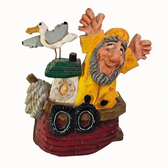 David Frykman Lighthouse Guardian Series Yellow Coat Pelican Figurine Vtg 1998