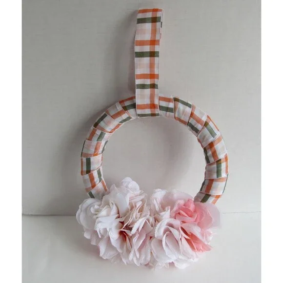 Small Decorative Lightweight Spring Wreath Ribbon and Flowers with Ribbon Hanger
