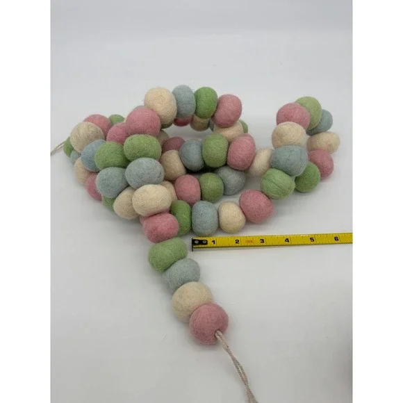 Felted Wool Ball Garland Pastel Easter Christmas‎ B-day 1