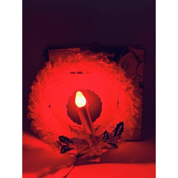 Vintage‎ Good-Lite Electric Wreath of Red Sparkling Cellophane Light Christmas