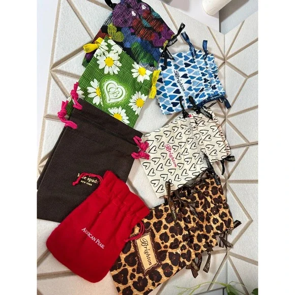 Lot 16 Brighton Kate Spade American‎ Pearl Jewelry Dust Bags Pouches Mix