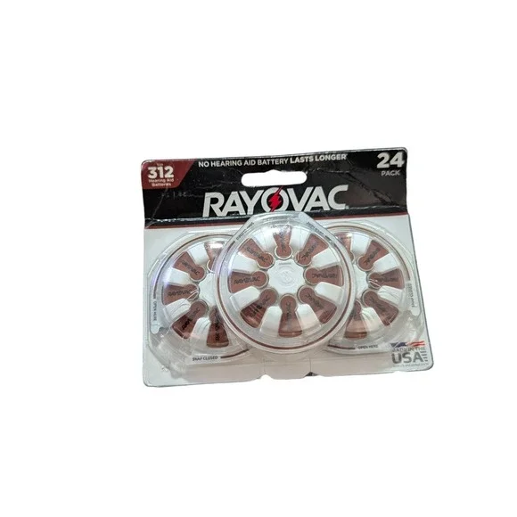 Z1N Rayovac‎ L312ZA-24ZM Hearing Aid Batteries - 24 Pack Expired 5/24
